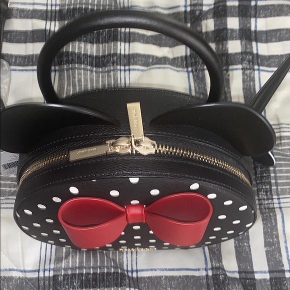 Disney Kate Spade Minnie Mouse Black and White Polka Dot crossbody Bag - Picture 7 of 13